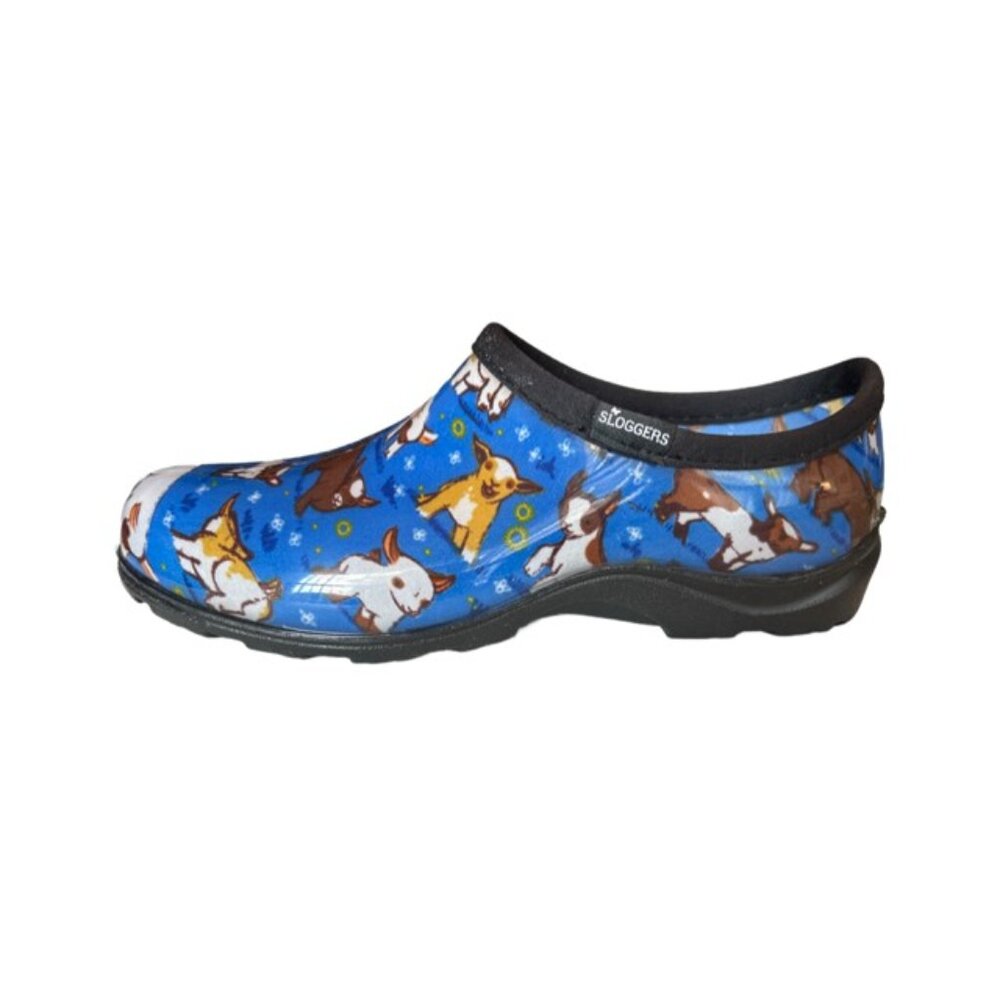 NWOT Sloggers Rain/Garden Blue Shoe.  Barnyard Goat Motif.  Size 9
